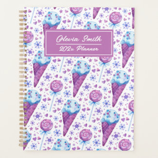 Crème et Lollipop bleu et violet amusante