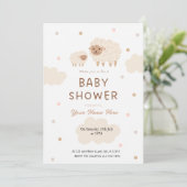 Crème et mouton doux Invitations de douche bébé (Debout devant)