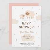 Crème et mouton doux Invitations de douche bébé (Devant / Derrière)