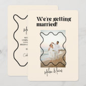 Crème et noir Simple Faire-part de mariage moderne (Devant / Derrière)