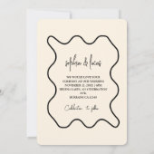 Crème et noir Simple Faire-part de mariage moderne (Dos)