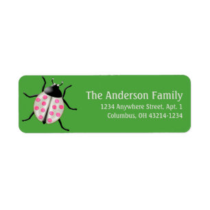 Crème et rose Ladybug de mignons Étiquettes de adr