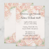 Crème et roses Faire-part de mariage (Devant / Derrière)