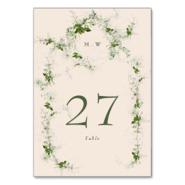 Crème Eucalyptus Krans Elegant Monogram Huwelijk Kaart