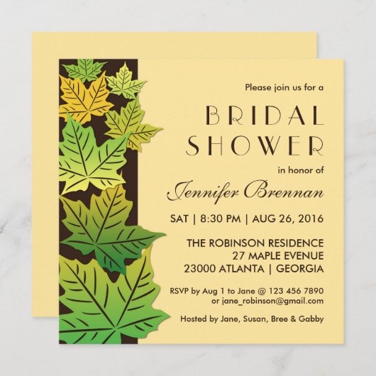 Crème Faire-part de mariage de feuille d'érable au (Devant / Derrière)