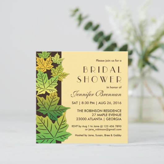 Crème Faire-part de mariage de feuille d'érable au (Debout devant)