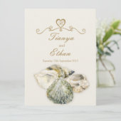 Crème faire-part de mariage en ivoire des coquilla (Debout devant)