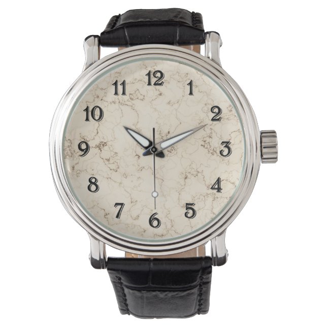 Crème Faux Marmer Horloge (Voorkant)