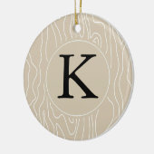 Crème Faux Wood monogram Keramisch Ornament (Links)