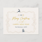 Crème : Festive Bow & Tree Doodles Carte postale d (Devant)