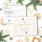 Crème : Festive Bow & Tree Doodles Carte postale d