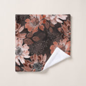 Crème, fleurs de teracote sur un arrière - plan br (Gant de toilette)