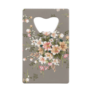 Crème, fleurs roses sur gris.