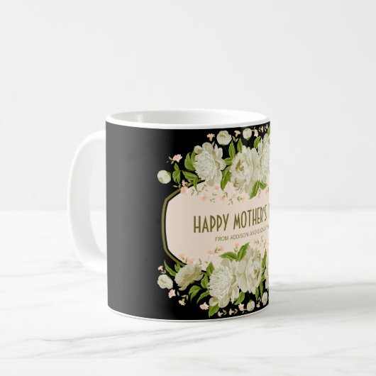 Crème Floral Joyeux Mug de la Fête des Mères (Devant gauche)