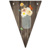Crème Floral Mason Jar Woodgrain Wedgrain Vlaggetjes (Derde vlag)