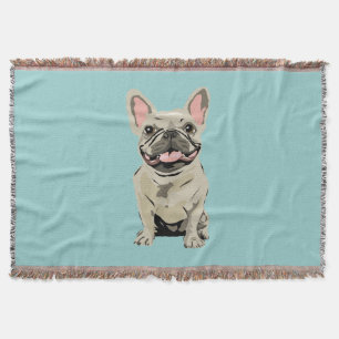 Crème Franse Bulldog Deken