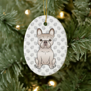 Crème Franse Bulldog / Franse Bulldog & aangepaste Keramisch Ornament