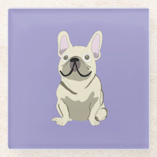 Crème Franse Bulldog,  Glazen Onderzetter