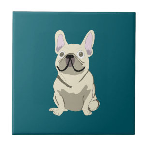 Crème Franse Bulldog, Ik hou van mijn hond Tegeltje