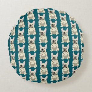 Crème Franse Bulldog Rond Kussen