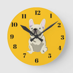 Crème Franse Bulldog Ronde Klok