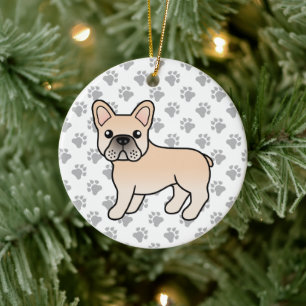 Crème Franse Bulldog Schattige Cartoon Hond Keramisch Ornament