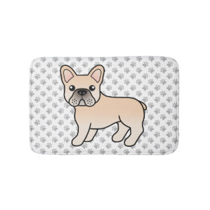 Crème Franse Bulldog Schattige Cartoon Hond & Poot Badmat
