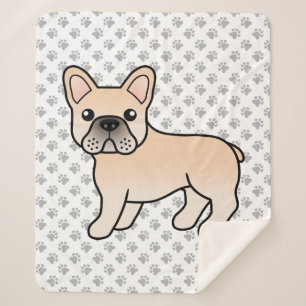 Crème Franse Bulldog Schattige Cartoon Hond Sherpa Deken