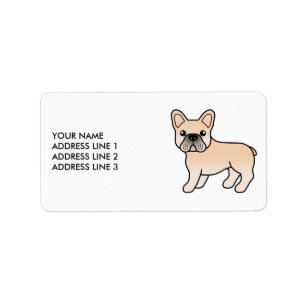 Crème Franse Bulldog Schattige Cartoon Hond & Teks Etiket