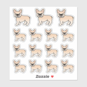 Crème Franse Bulldog Schattige Cartoon Honden Sticker