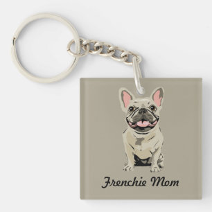 Crème Franse Bulldog Sleutelhanger