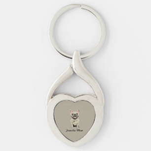 Crème Franse Bulldog Sleutelhanger
