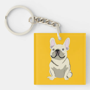 Crème Franse Bulldog Sleutelhanger