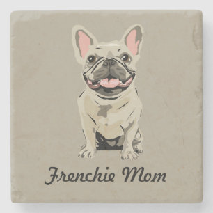 Crème Franse Bulldog Stenen Onderzetter