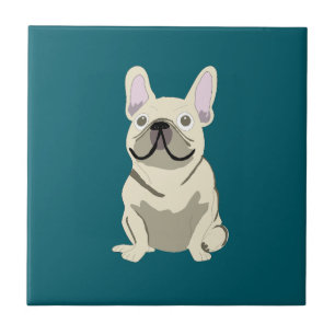 Crème Franse Bulldog Tegeltje