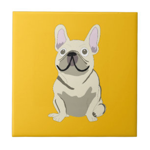 Crème Franse Bulldog Tegeltje