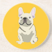 Crème Franse Bulldog Zandsteen Onderzetter (Voorkant)