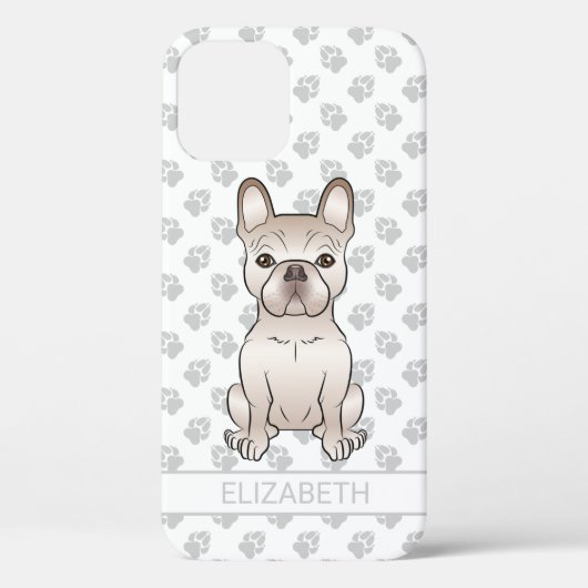 Crème Franse Bulldog Zit & Aangepaste Naam Case-Mate iPhone Case (Achterkant)