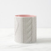 Crème gebreide en geborduurde Mok (Midden)