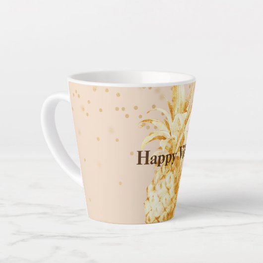 Crème Geel Goud Ananas Latte Mok (Linkerhoek)