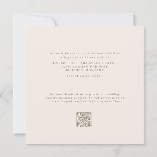 Crème Gestroomlijnde & Eenvoudige Moderne Vierkant Kaart (Achterkant)