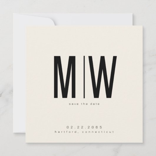 Crème Gestroomlijnde Vierkante Monogram Bruiloft S (Voorkant)