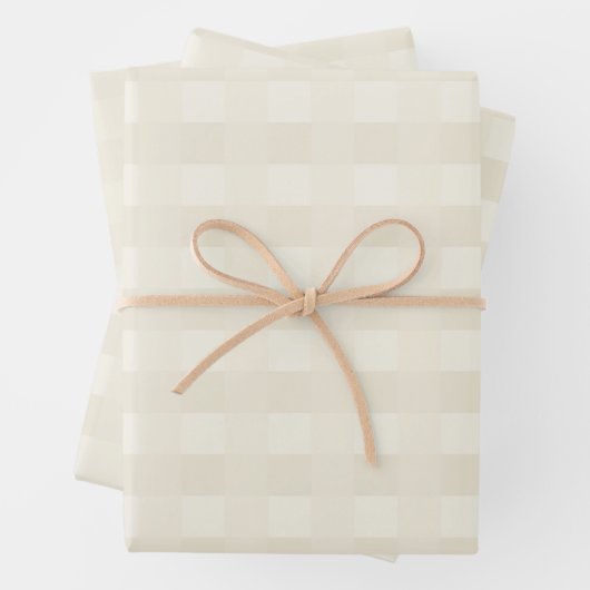 Crème Gingham Pattern Wrapping Paper (In situ)
