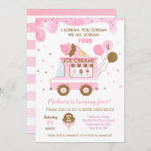 Crème glacée 4 4 anniversaire fêtes Invitations (Devant / Derrière)