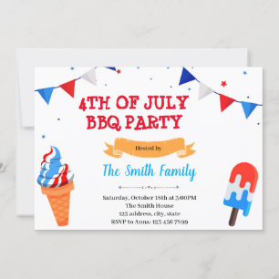 Crème glacée 4 juillet invitation
