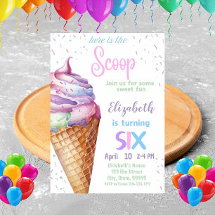 Crème glacée 6e anniversaire fête Invitation