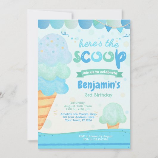 Crème glacée Anniversaire Fête Invitation (Devant)