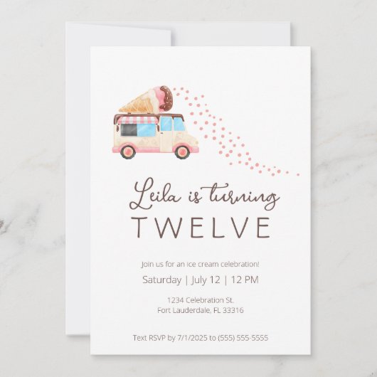 Crème glacée Anniversaire Fête Invitation (Devant)