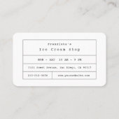 Crème glacée avec arrosage Carte de visite Boutiqu (Dos)
