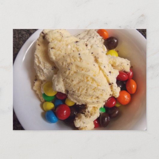 crème glacée avec bonbons carte postale (Devant)
